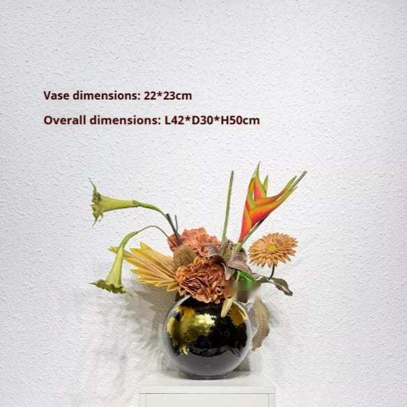 Gold-Plated Ceramic Vase 22x23cm Home Decor Flowerpot for Living Room
