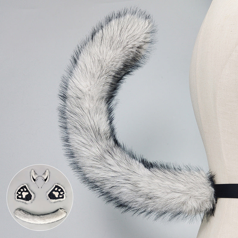 Halloween Werewolf Mascot Costume Props with Plush Ear Headband and Tail