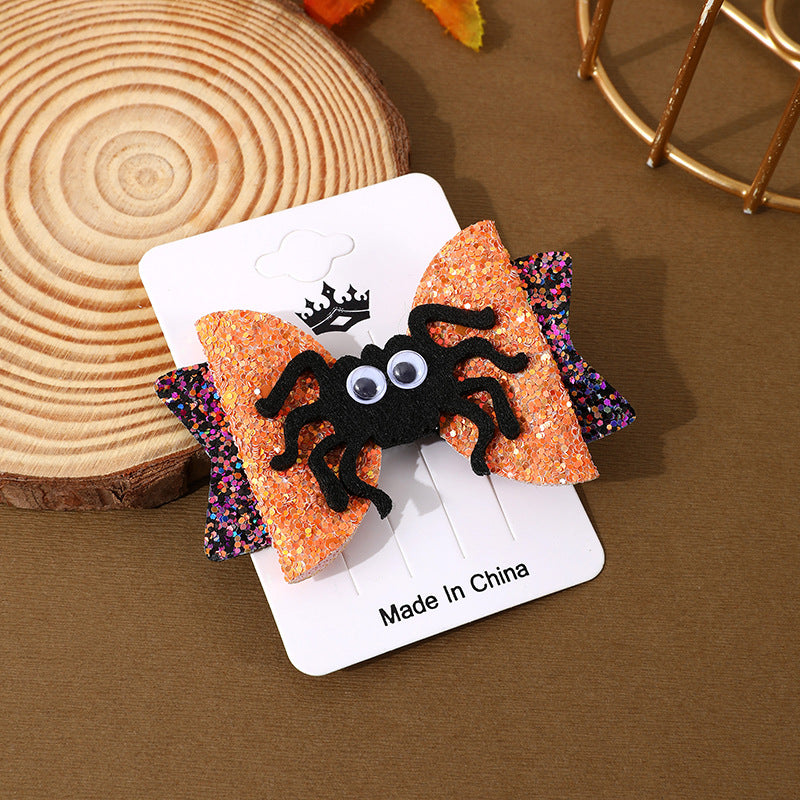 Halloween Hair Barrettes - Spooky Ghost, Pumpkin & Spider Hair Clips