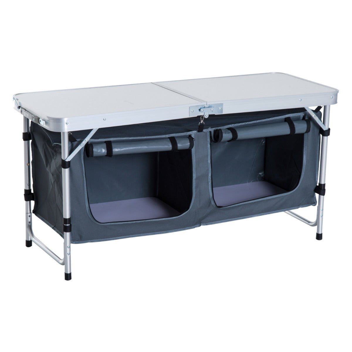 47" Portable Aluminum Camping Table with Carrying Handle & Organizer