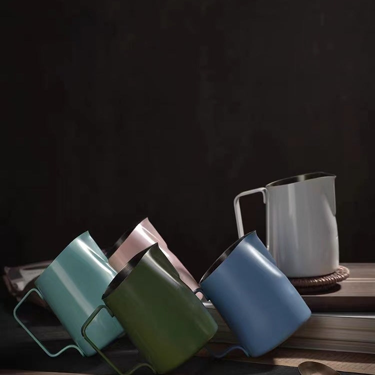 Stainless Steel Coffee Latte Art Cup with Round Spout - Multiple Colors