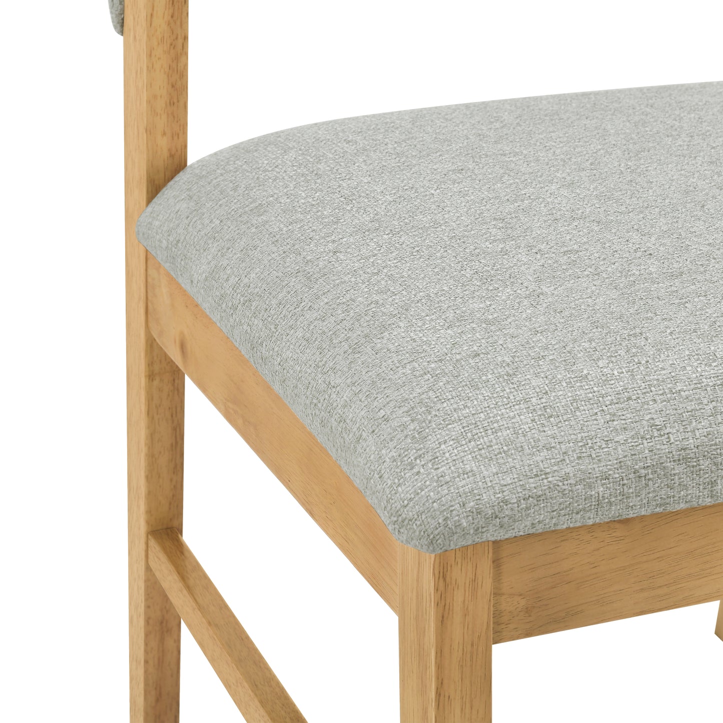 Set of 2 Mid-Century Modern Upholstered Dining Chairs - Grayish Green & Natural Oak