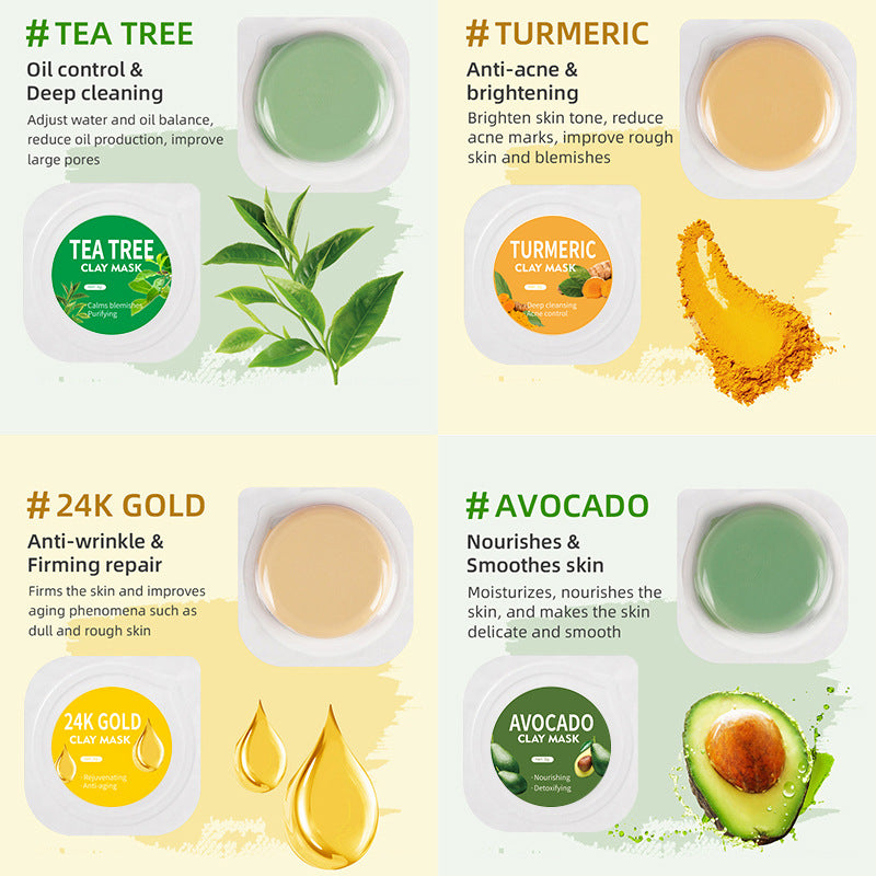 Clay Mask with Avocado & Turmeric - Pore-Refining, Moisturizing Facial Mask