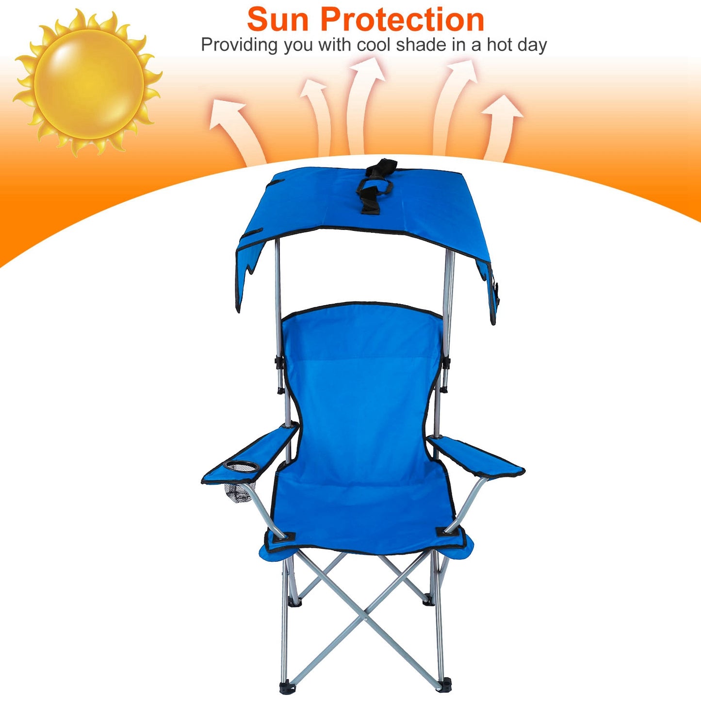 Foldable Canopy Camping Chair with Cup Holder - 330lbs Capacity