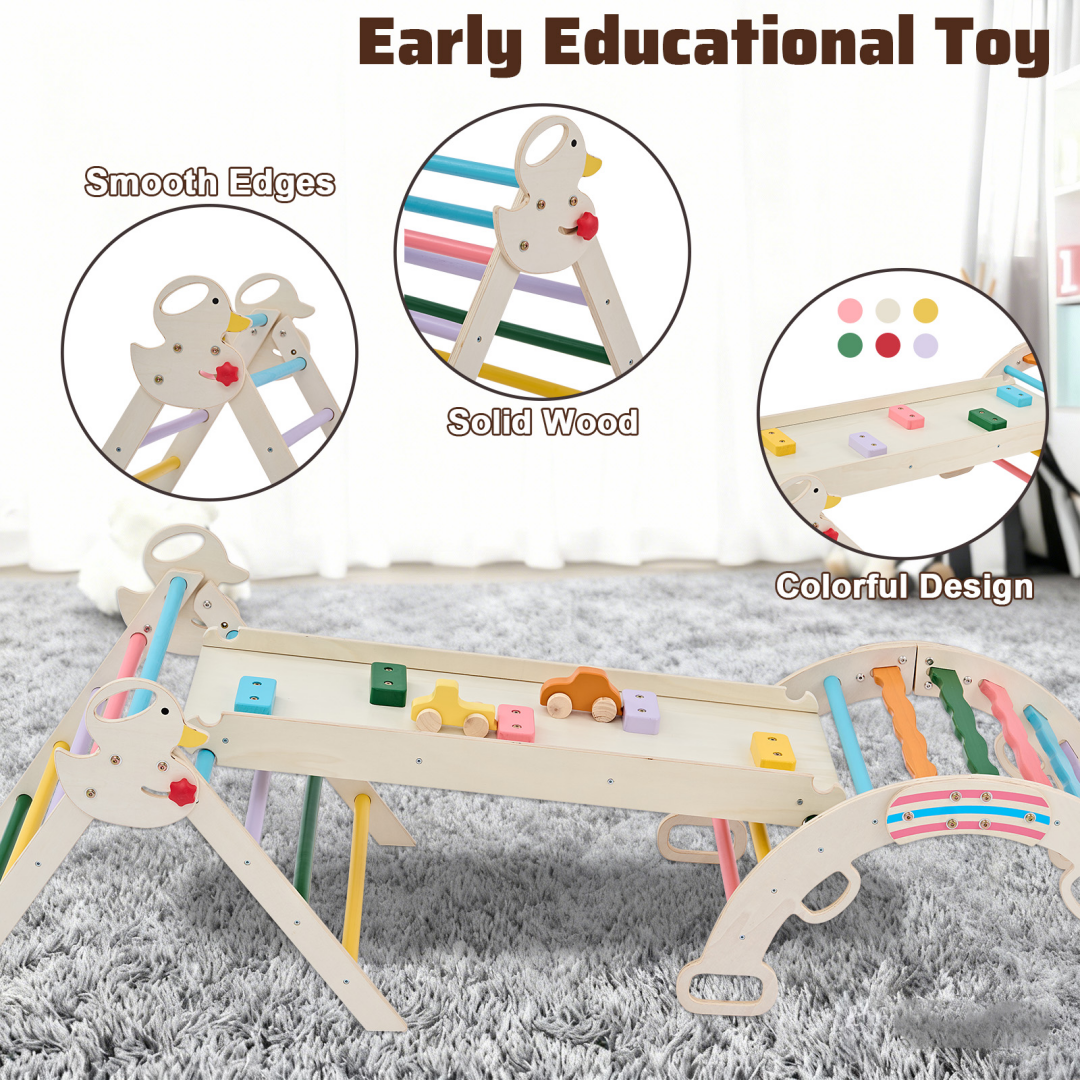 9-in-1 Wooden Indoor Climbing Set - Foldable Toddler Play Gym