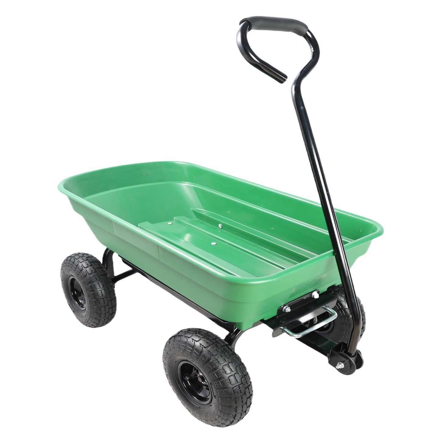 Folding Garden Dump Cart with Steel Frame 10 Inches Green Capacity 220lbs