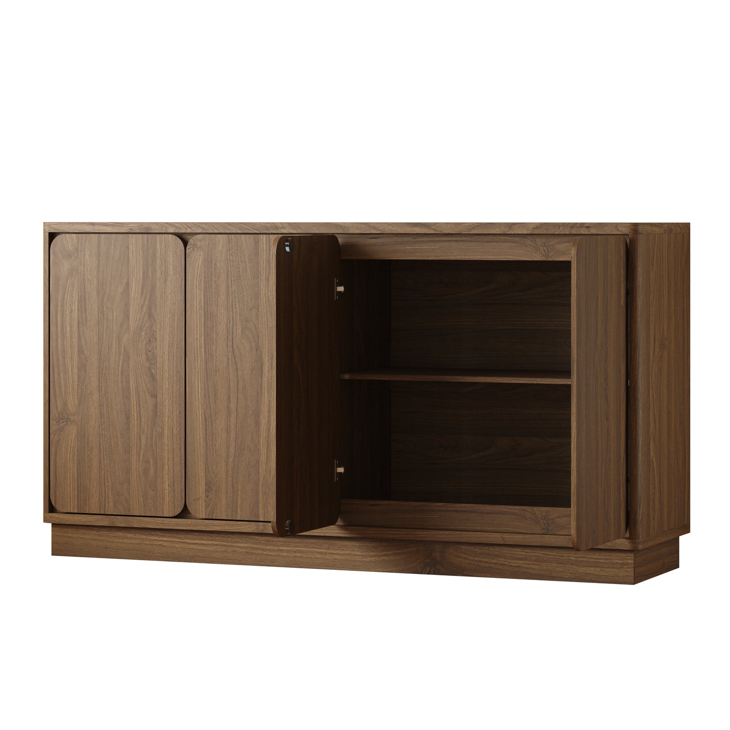 59.1" Walnut 4-Door Sideboard Buffet Cabinet with Adjustable Shelves