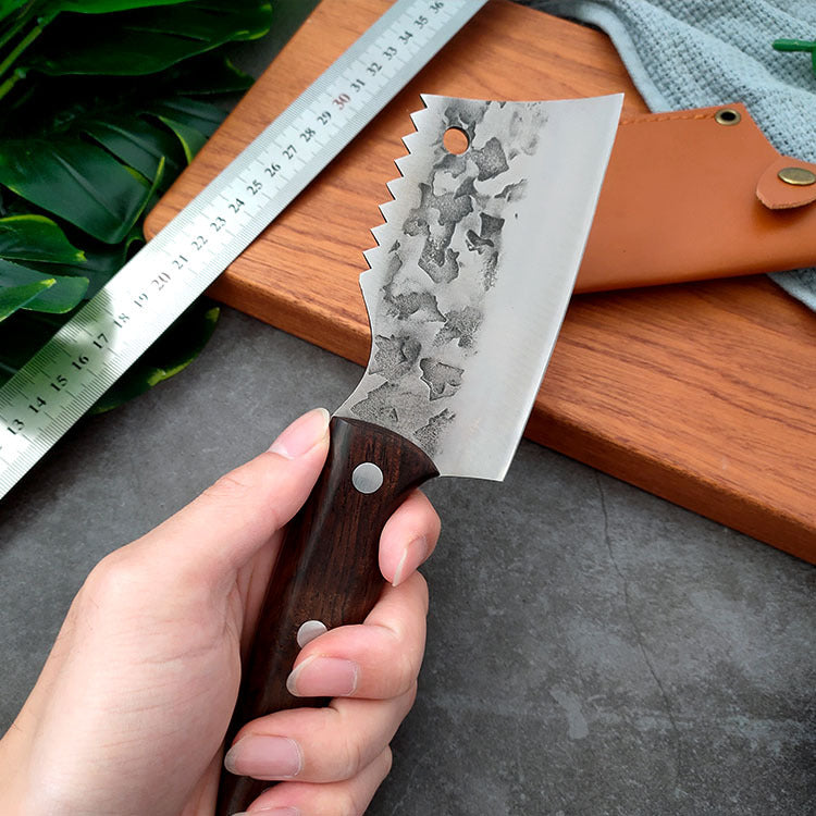 Kitchen Fish Knife with Leather Case - Antique Retro Stainless Steel