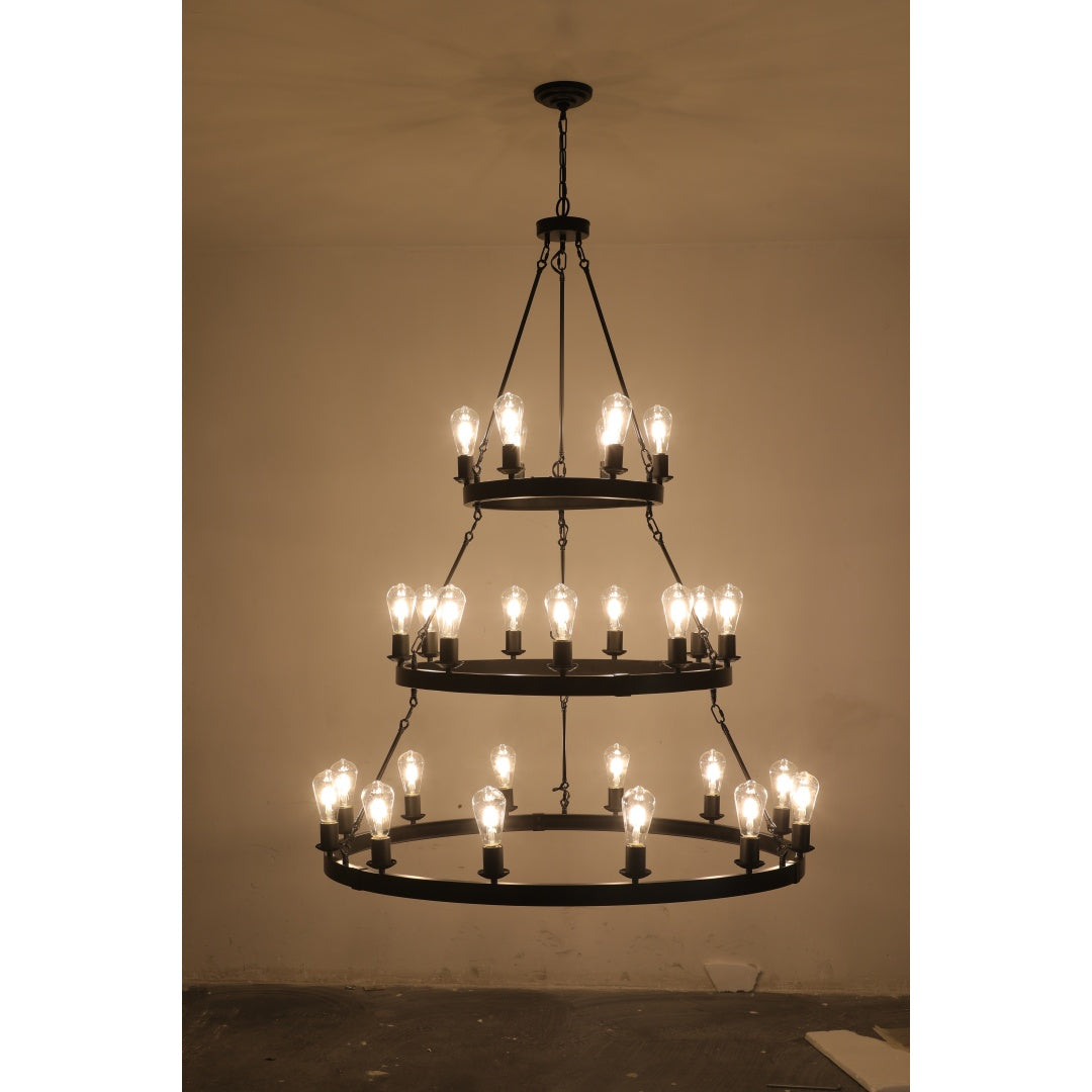 Retro Industrial 3-Layer Pendant Light - 27 Bulb Capacity