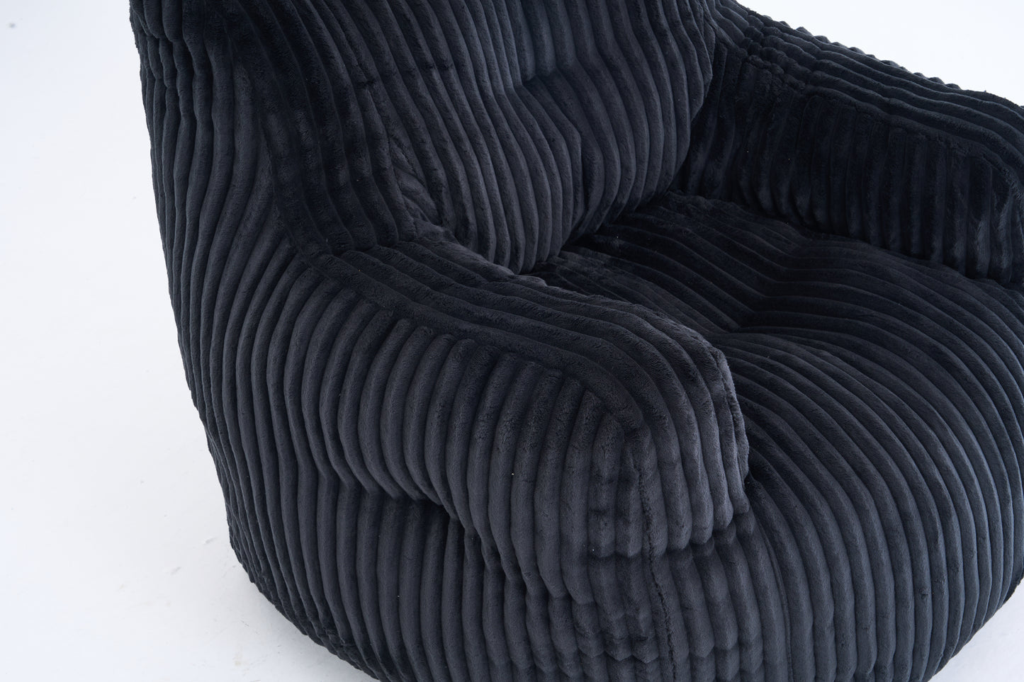 Soft Fluffy Corduroy Bean Bag Chair with Memory Foam - Black