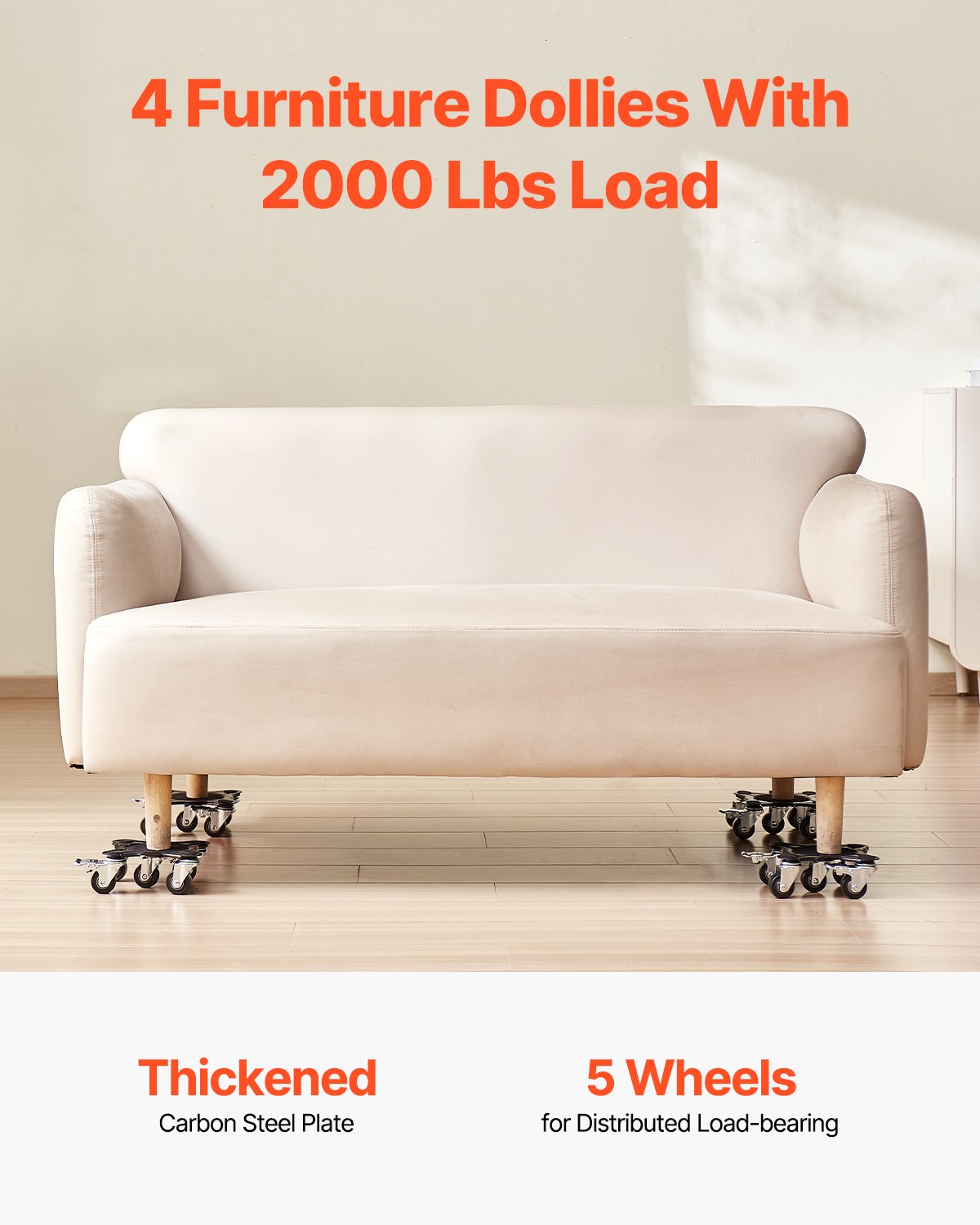 Heavy Duty Furniture Moving Dolly with 5 Wheels - 1200 Lb Capacity