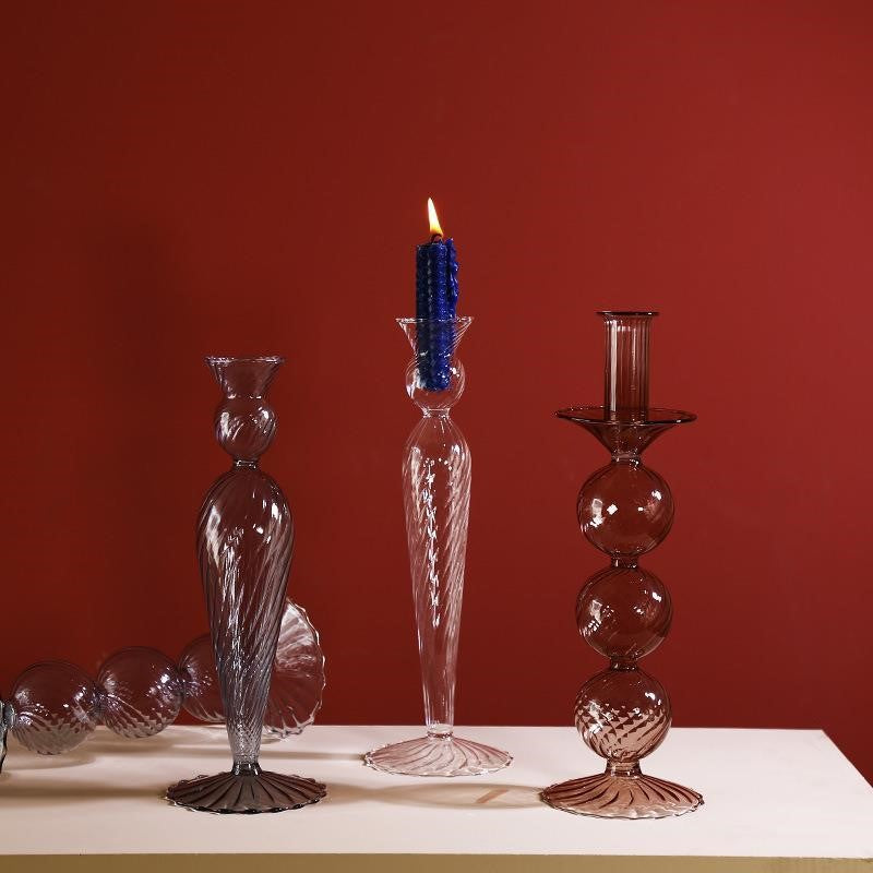 Glass Candle Holder Vase for Home Decor - Elegant Table Centerpiece