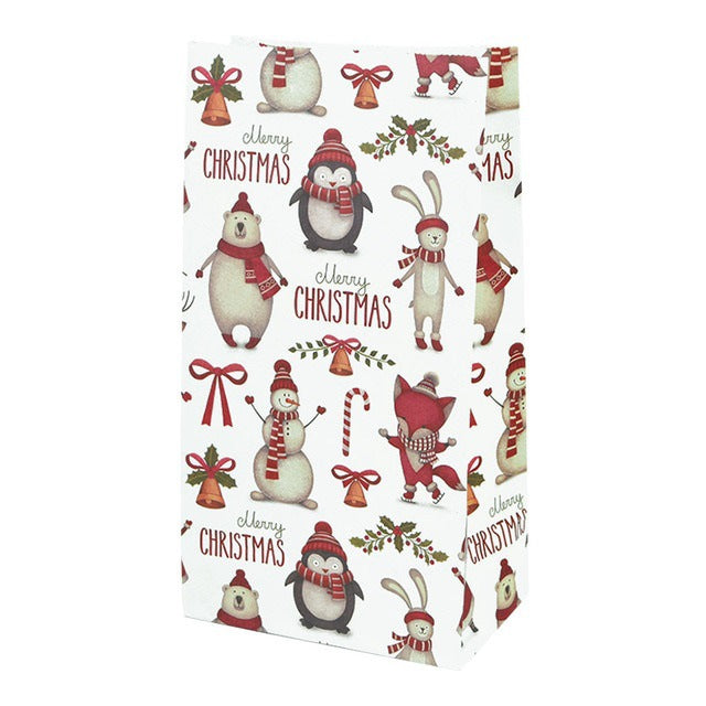 Christmas Printed Kraft Paper Candy & Biscuit Bags - Holiday Party Supplies