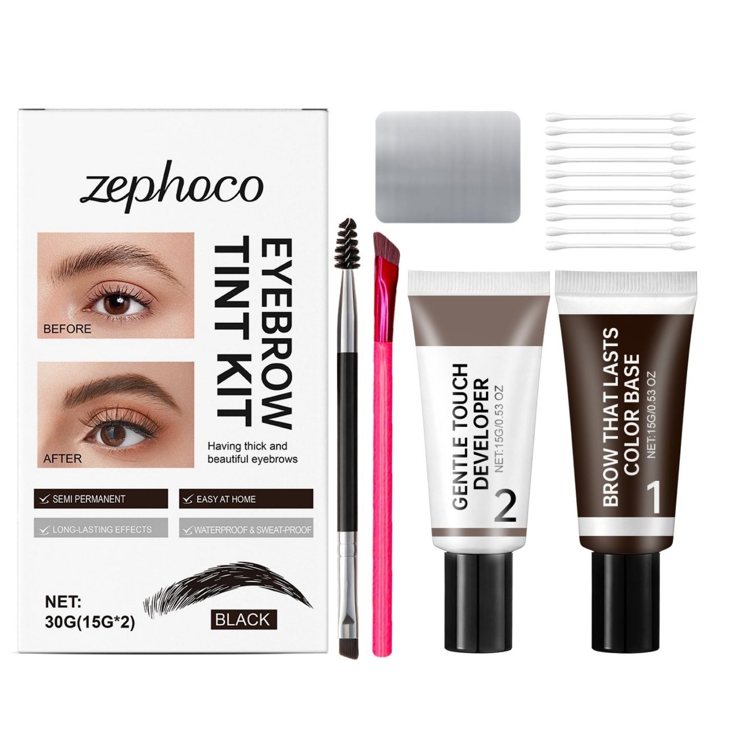 Eyebrow Tint Kit - Long-Lasting Makeup Set for Brows with Multiple Colors