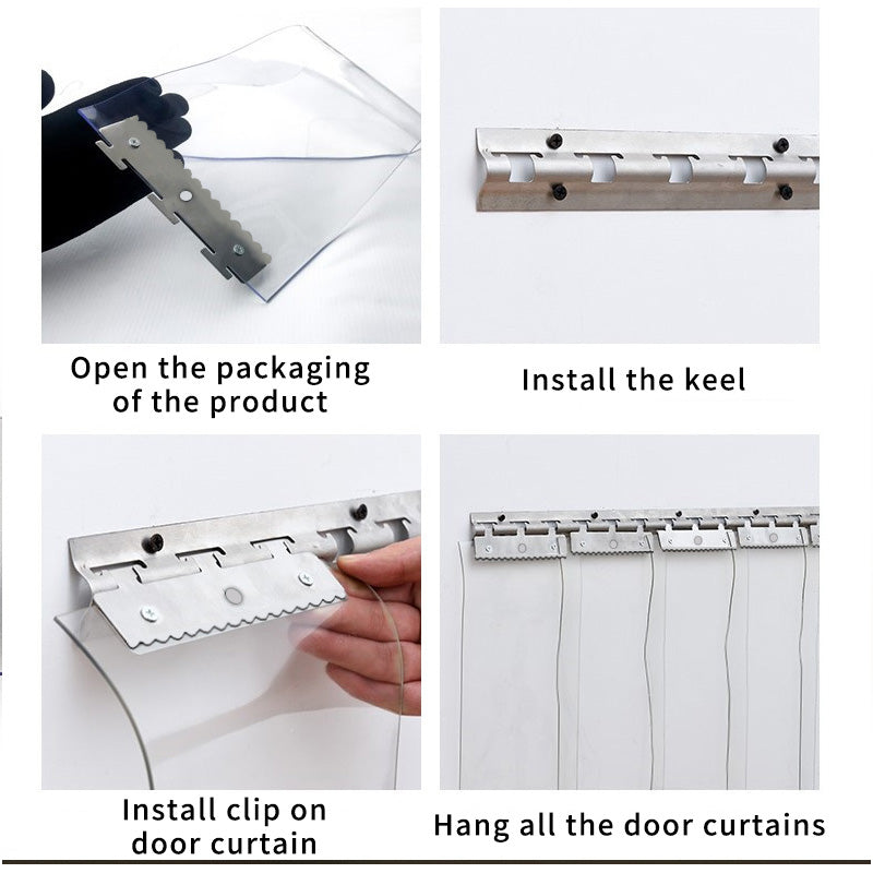 PVC Strip Door Curtain Set - 5 Pieces for Cold Air Isolation & Dustproof