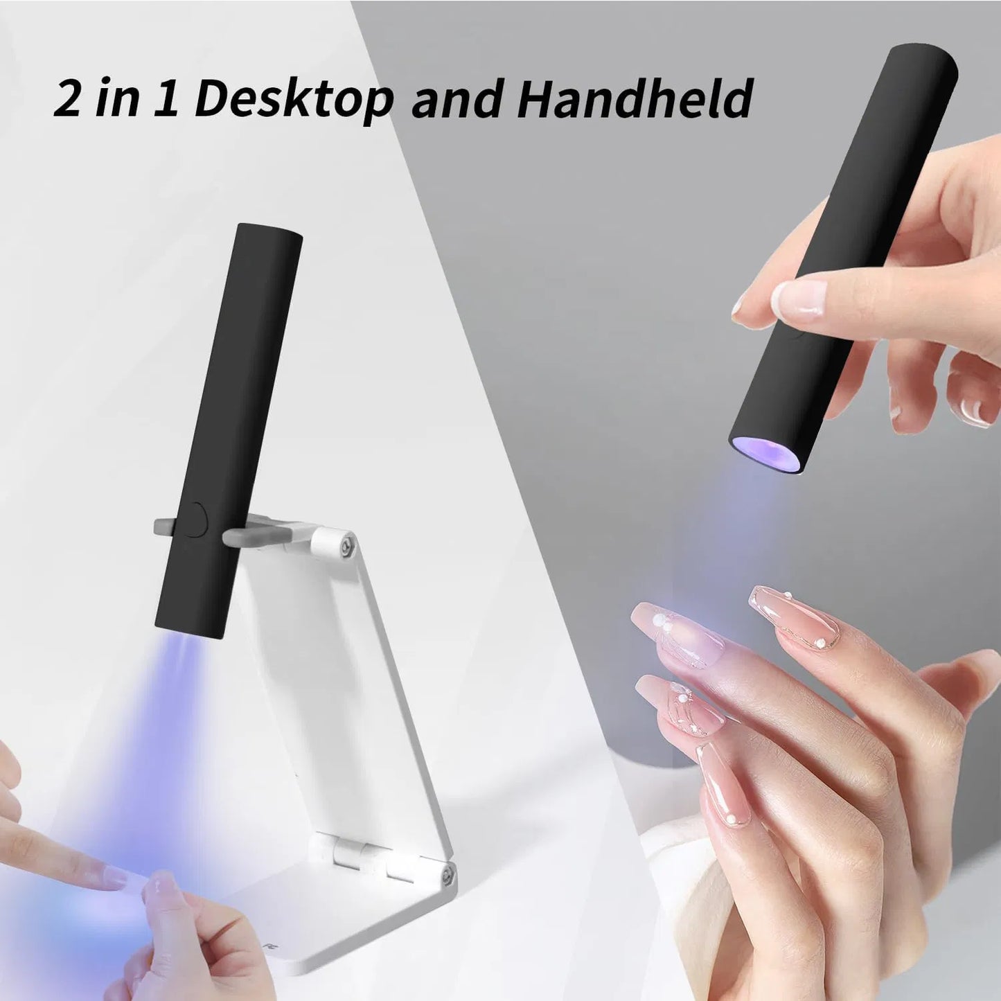 Portable Mini UV LED Nail Lamp with Foldable Stand - Rechargeable