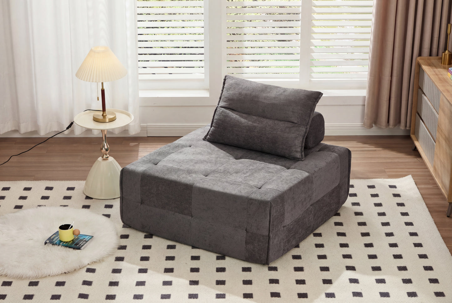 Deep Seat Modular Sectional Sofa with Adjustable Backrest - Grey