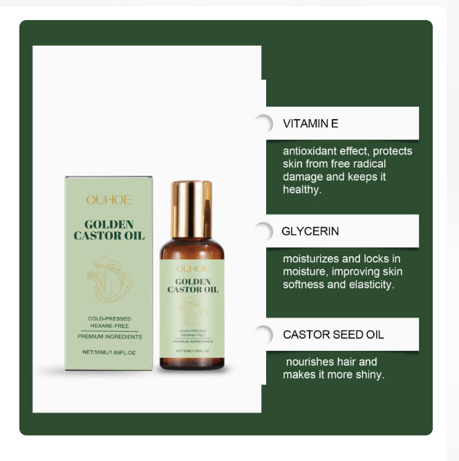 Organic Castor Oil for Hair & Skin - 50ml Natural Body & Beauty Oil