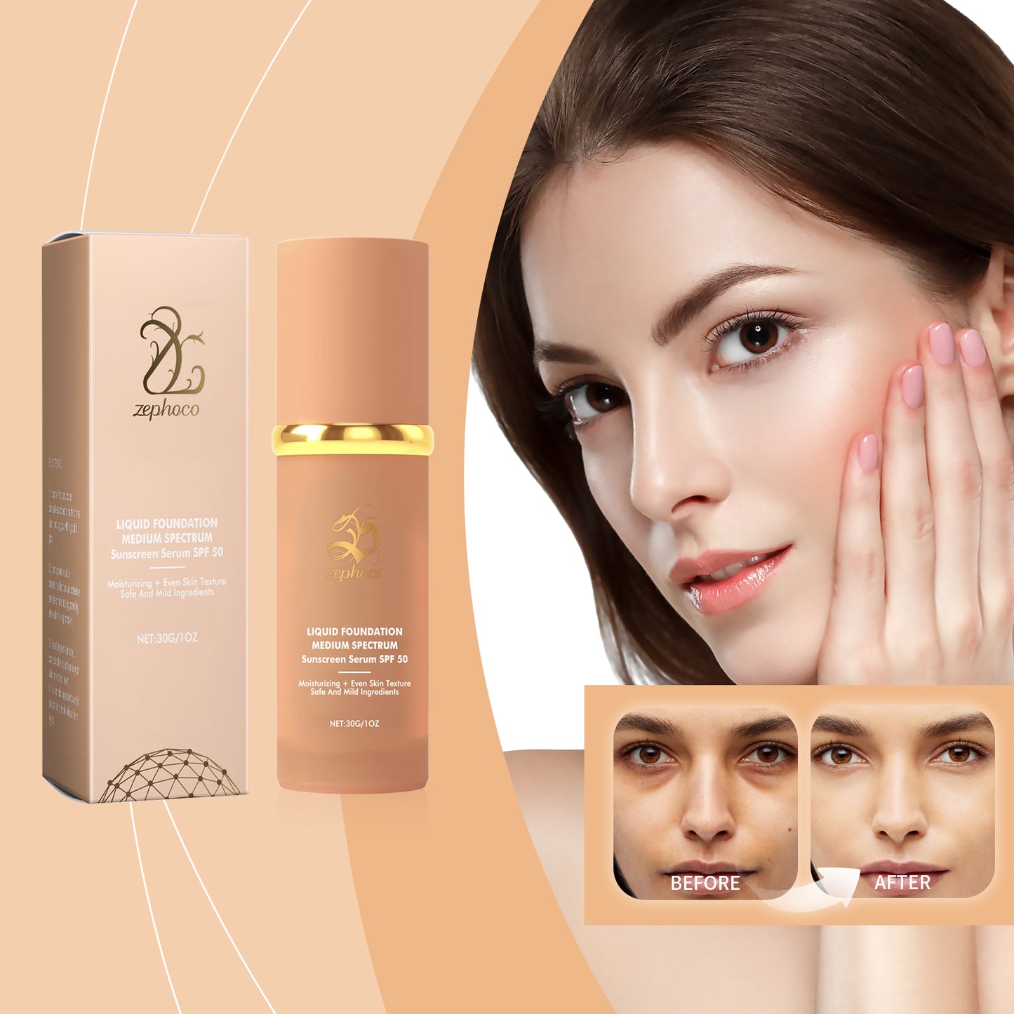 Moisturizing Sunscreen Foundation - 30g Face SPF Makeup