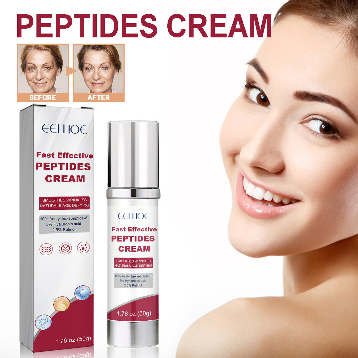 Retinol Hyaluronic Acid Face Moisturizer - Radiance & Hydration Cream 50g