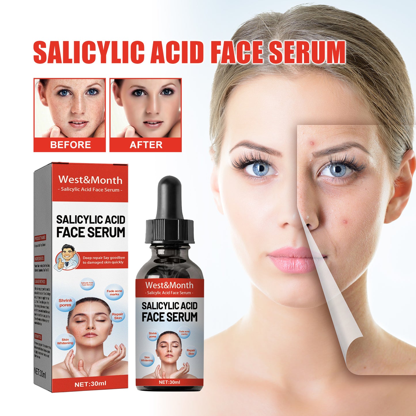 Salicylic Acid Facial Serum - Pore Refining & Hydrating Skin Repair, 30ml