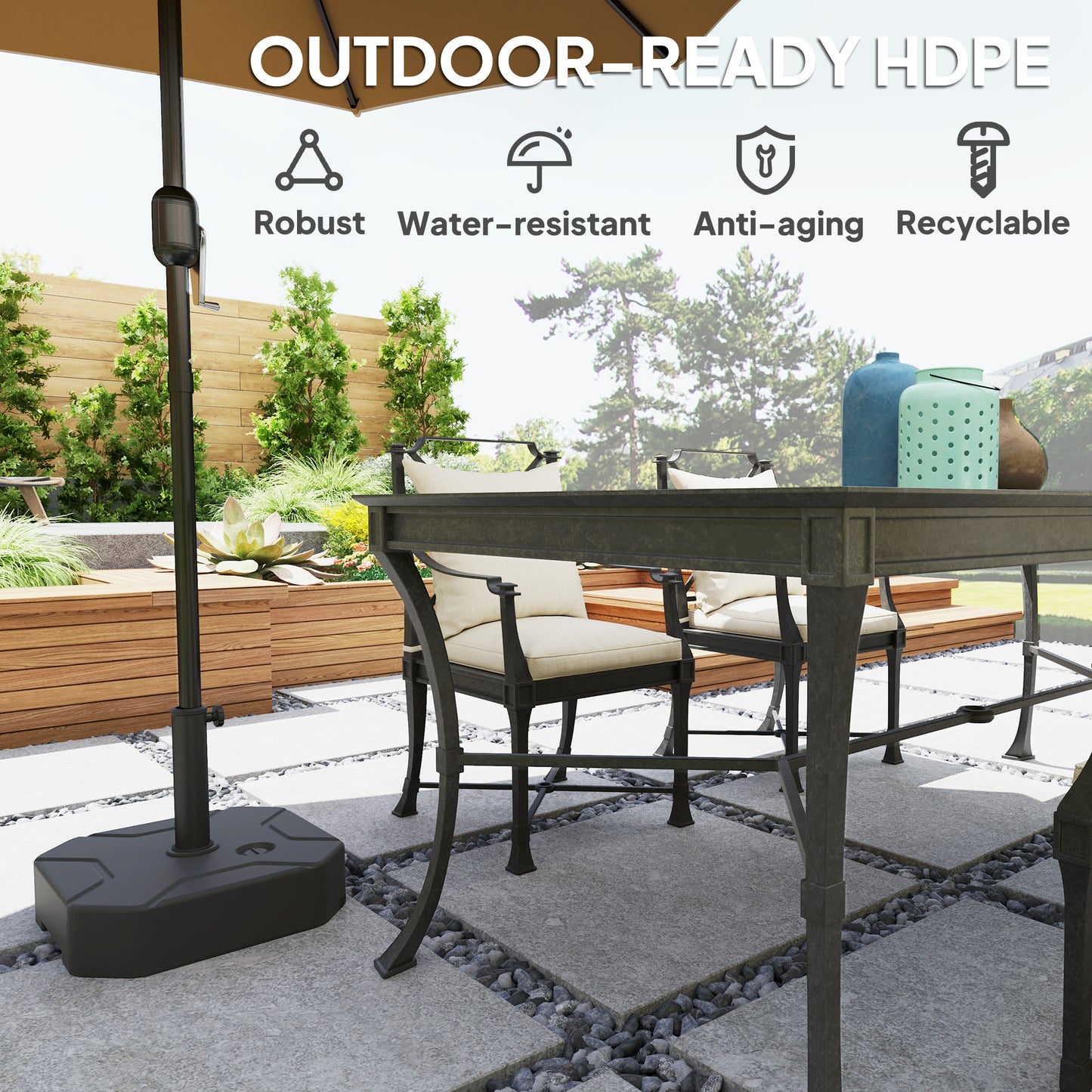 Heavy Duty Square Patio Umbrella Base - 55 lbs Sand Weight