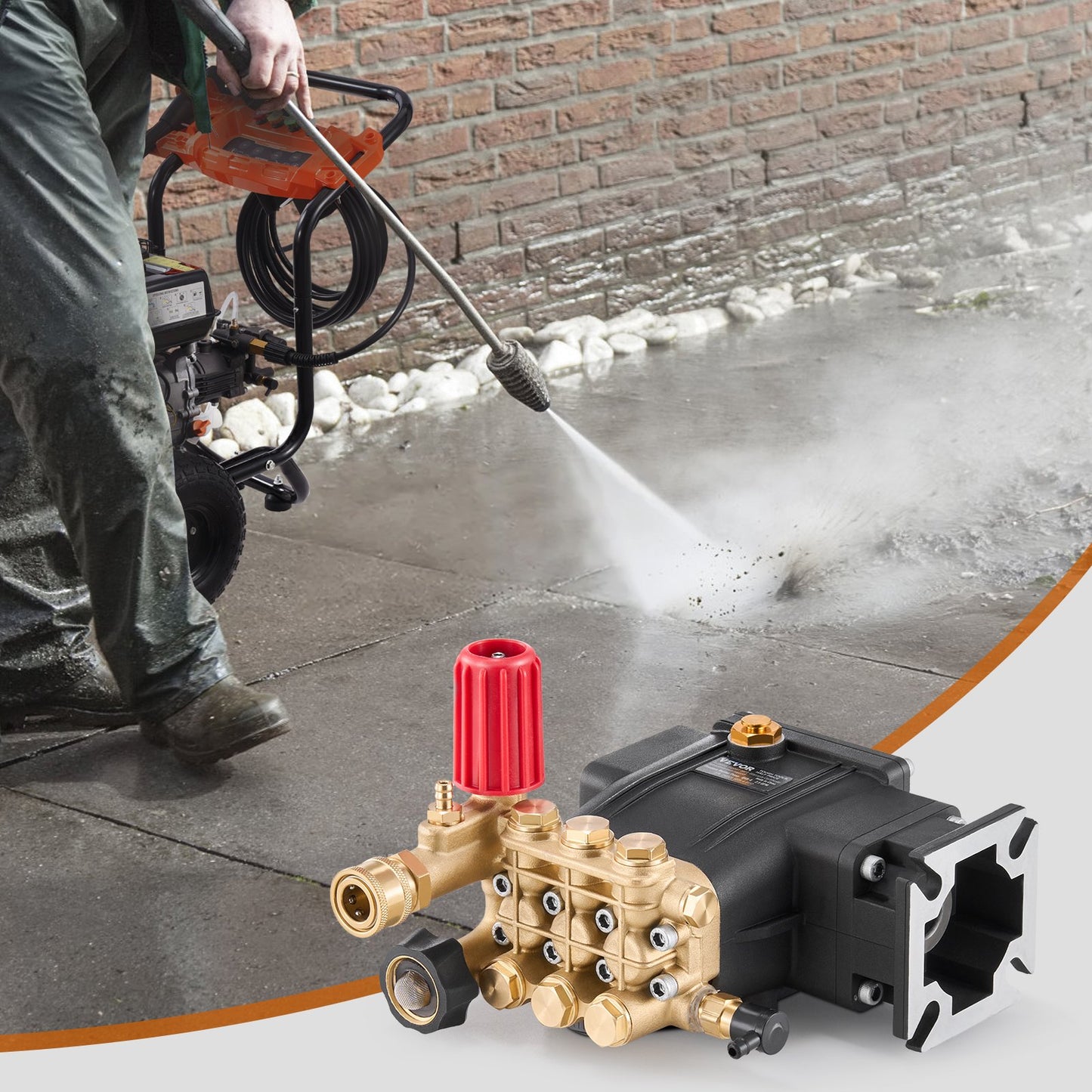 Pressure Washer Pump 3300 PSI 2.5 GPM Horizontal Triplex Plunger - Black