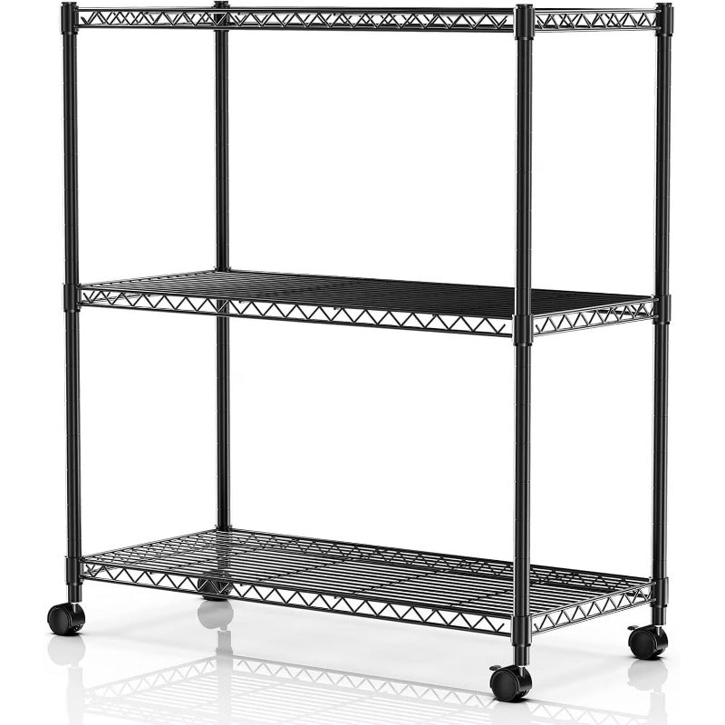 Heavy-Duty Adjustable Metal Storage Shelf with Wheels - Multi-Layer