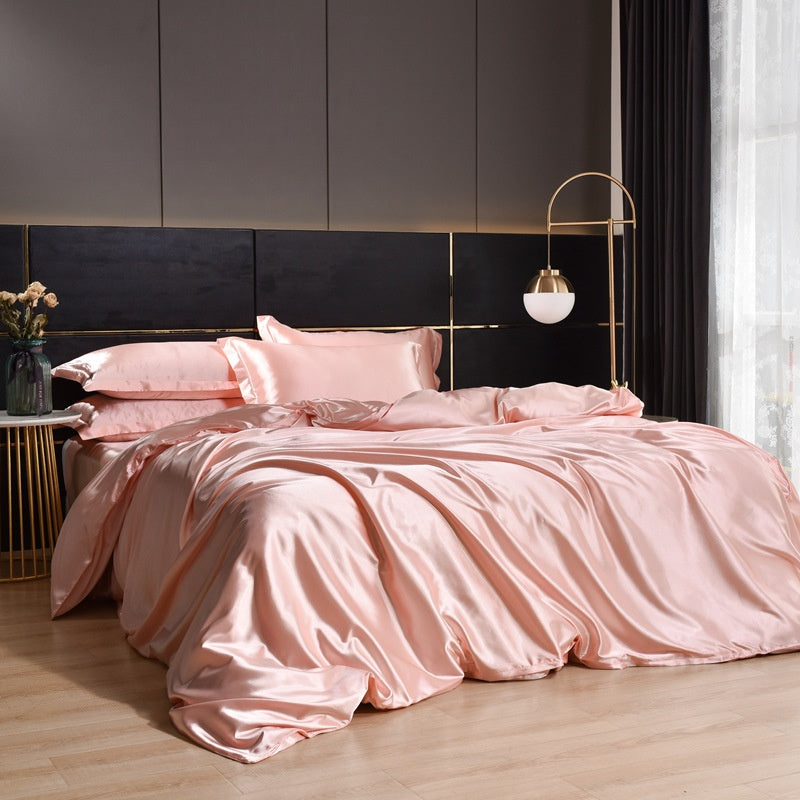 Silky Four-Piece Bedding Set - Quilt Cover Bed Sheet & Fitted Sheet
