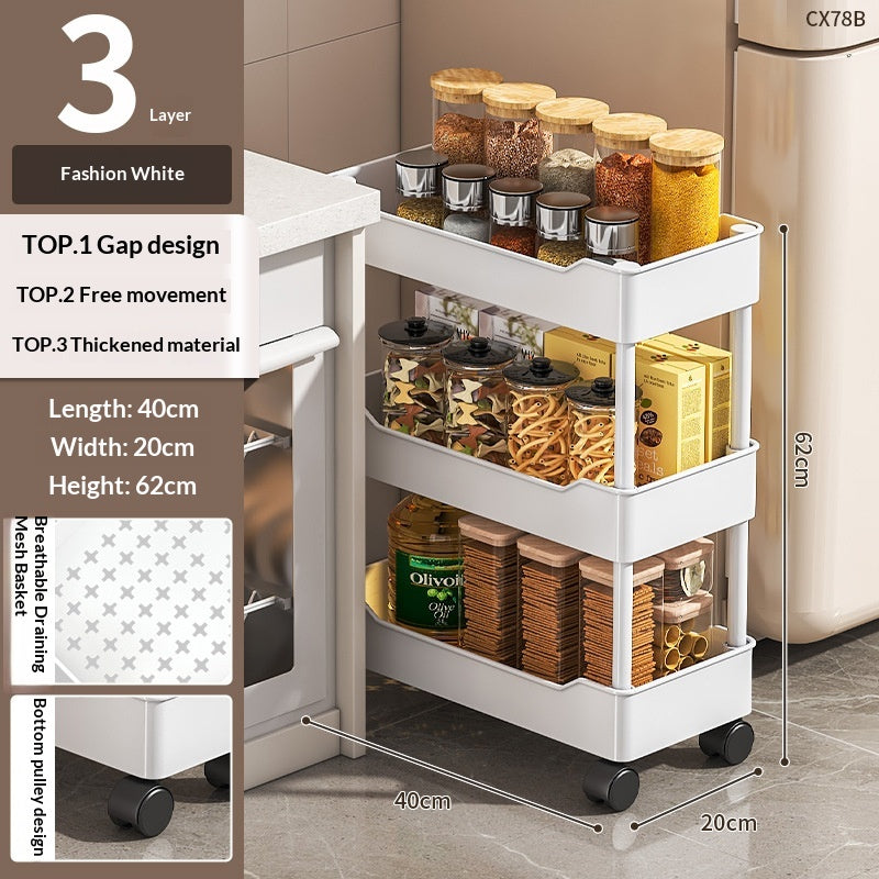 Multi-Layer Rolling Storage Cart with Wheels for Kitchen Bathroom Organization