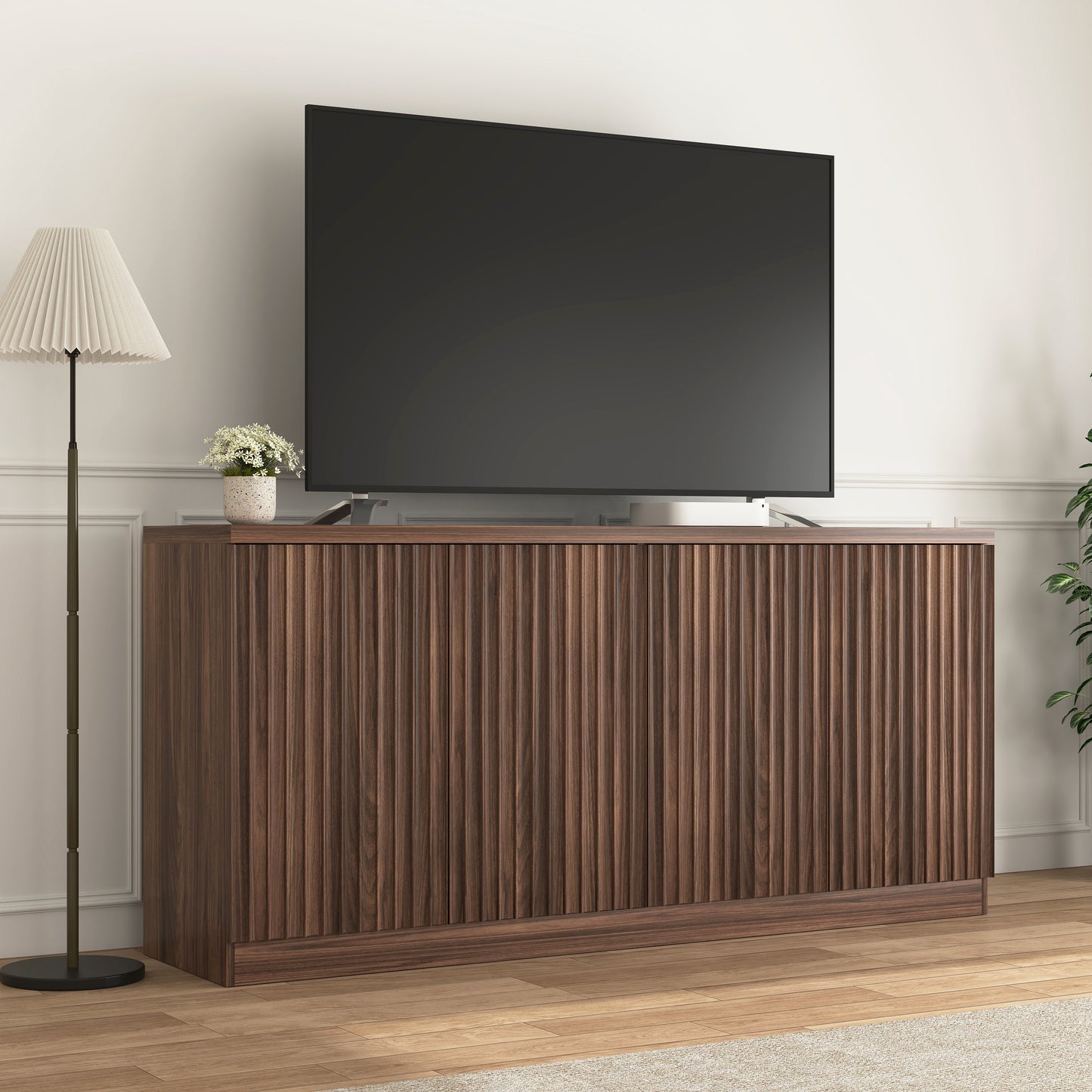 Buffet Cabinet with Storage - 62.6" Wooden Sideboard in Walnut
