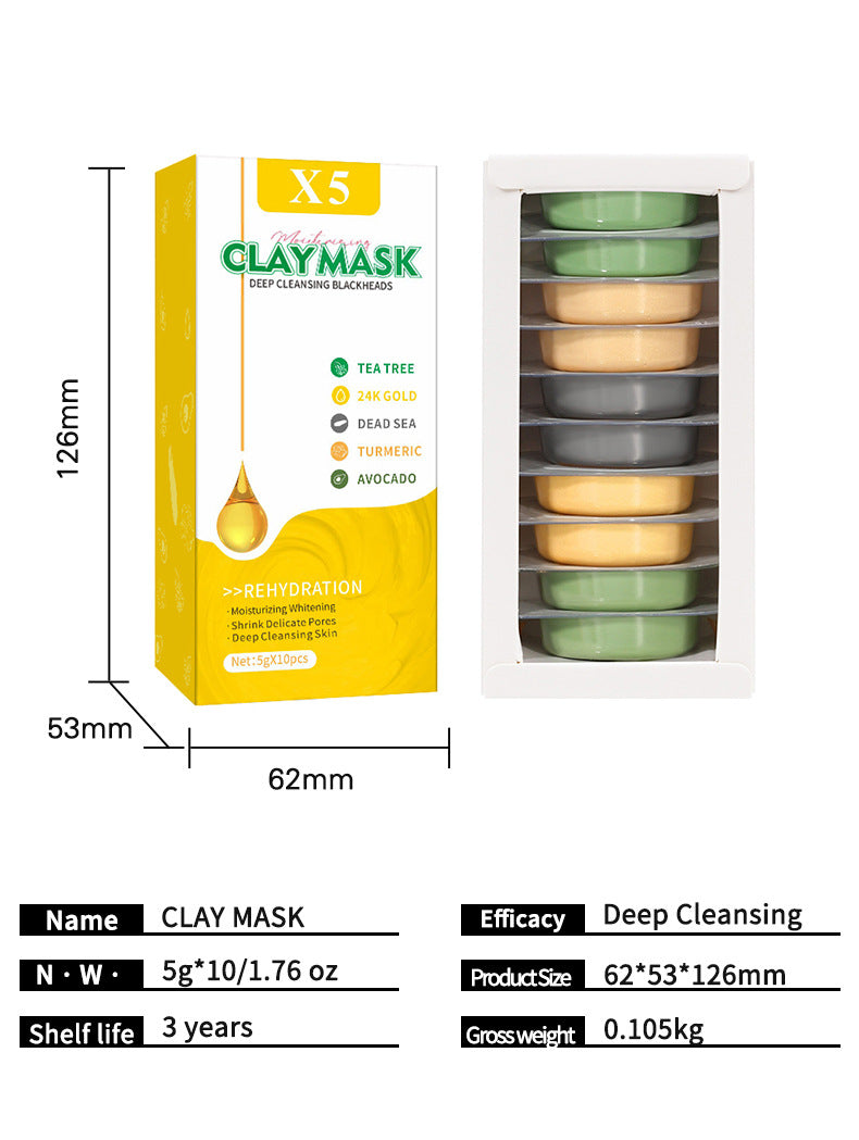Clay Mask with Avocado & Turmeric - Pore-Refining, Moisturizing Facial Mask