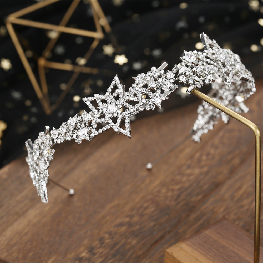 Wedding Hair Accessory Star Alloy Headband for Bridal Hair Jewelry Silver