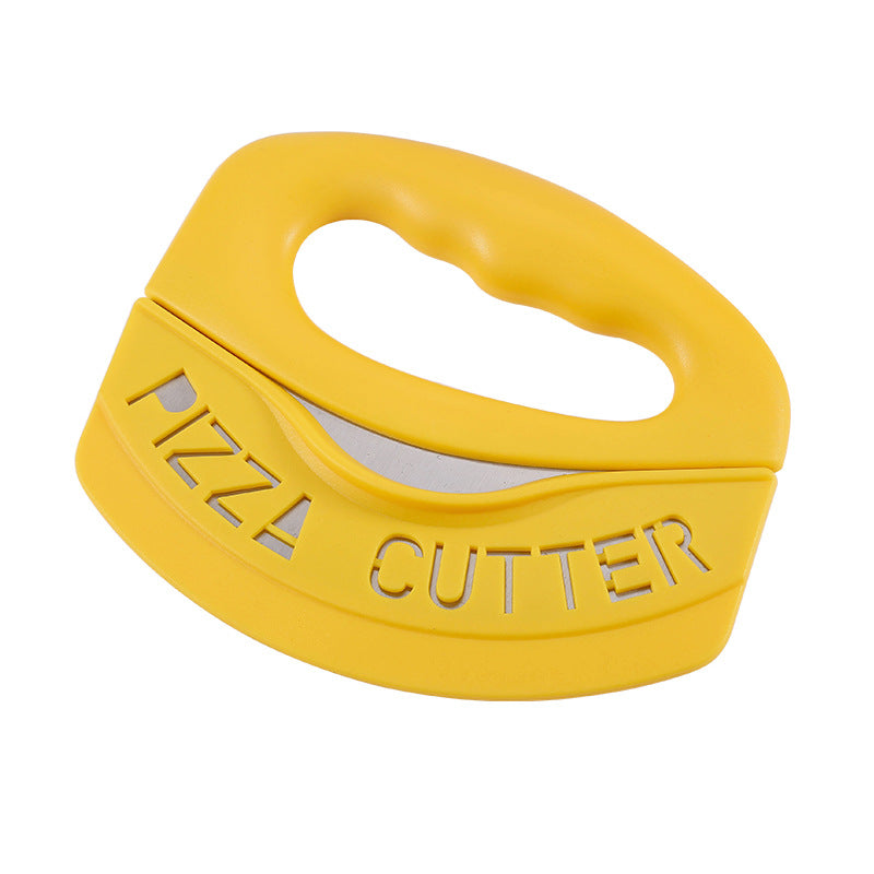Stainless Steel Pizza Cutter with Protective Cover - Yellow Kitchen Tool