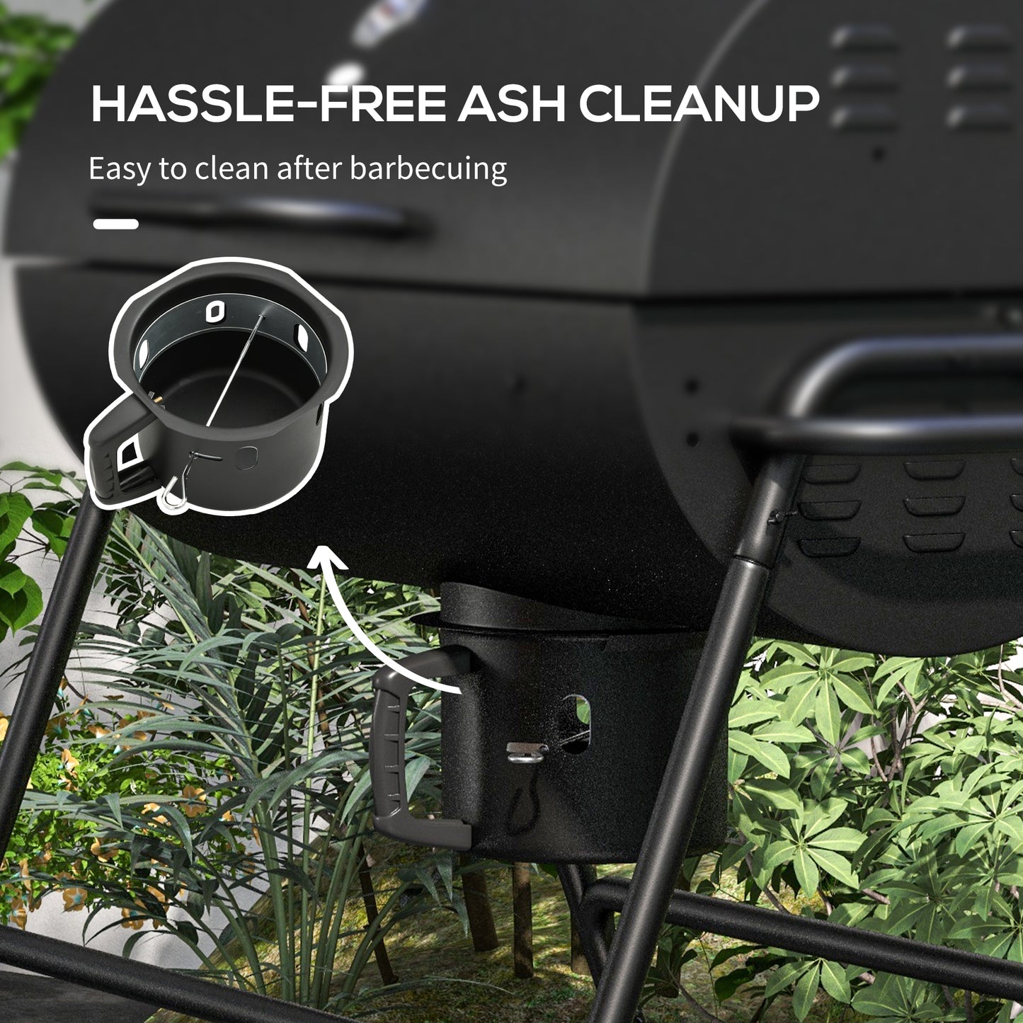 Charcoal Barrel BBQ Grill with Ash Catcher & Wheels - Black