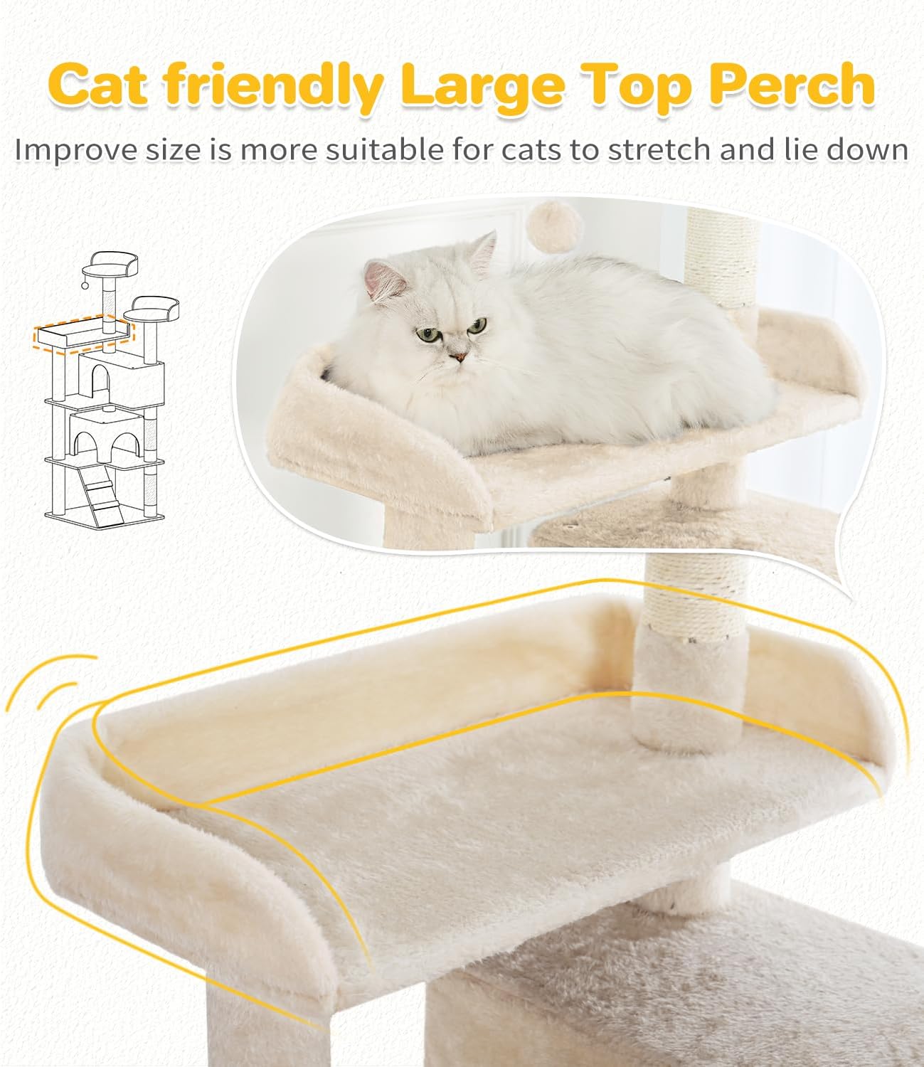 Multi-Level Cat Tree Tower with Scratching Posts and Toys - 56 Inch Indoor Cat Activity Center