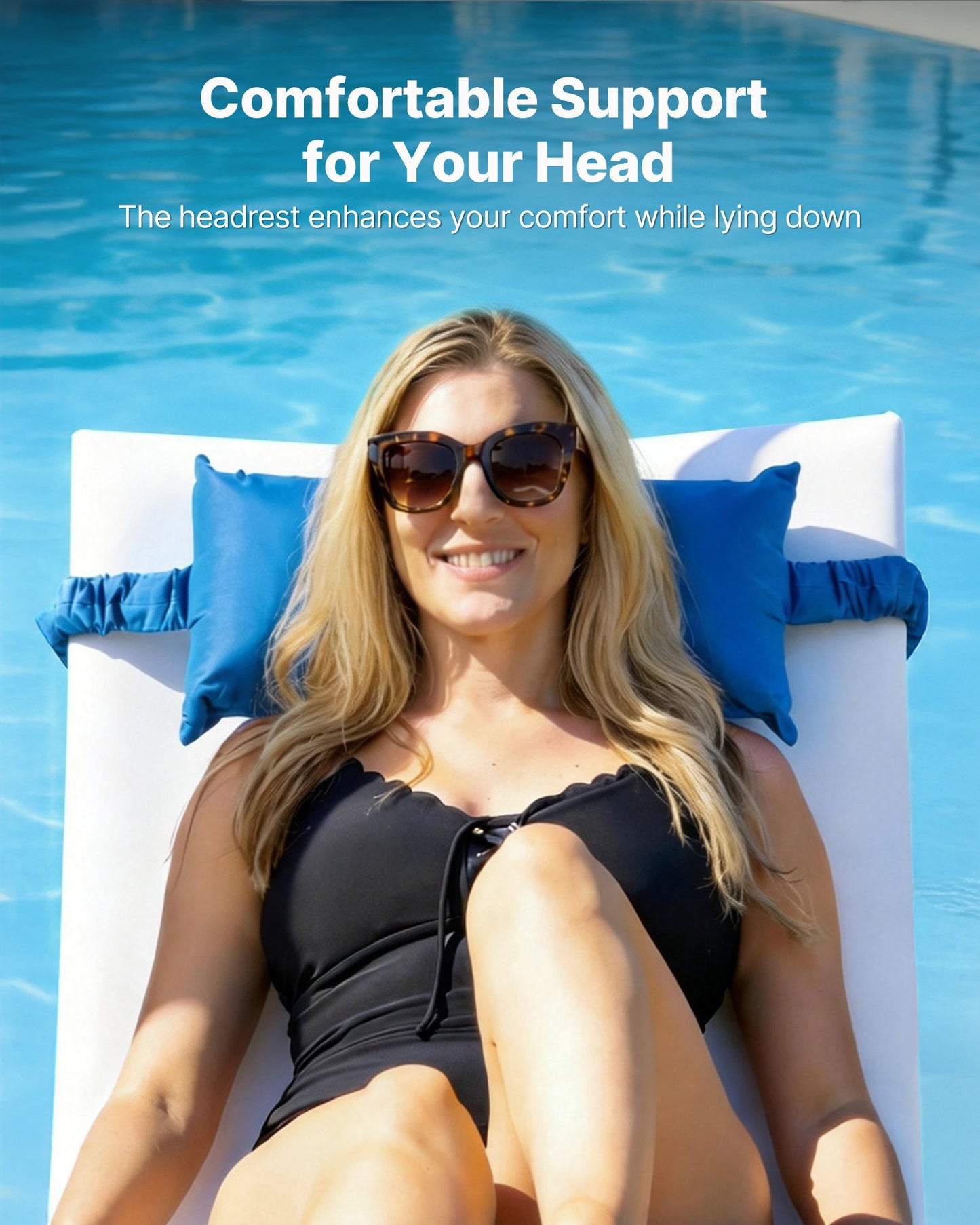 Water Weighted Pool Lounge Chairs Set of 2 with Headrest for Sun Shelf & Tanning Ledge