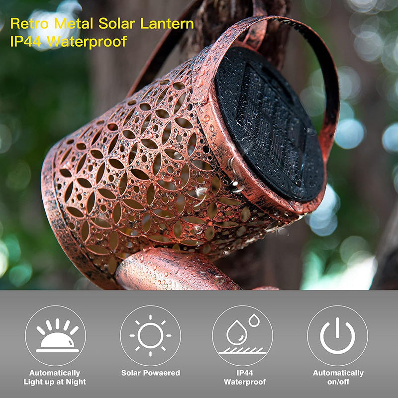 2-Pack LED Solar Watering Can Light String - Outdoor Decor
