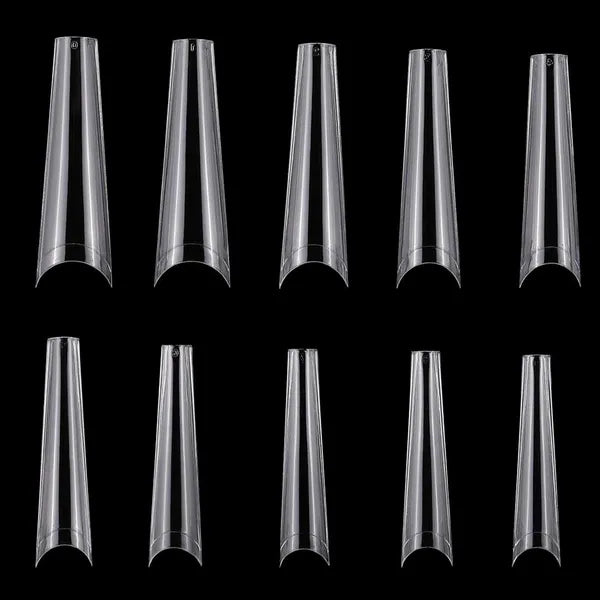 500Pcs Extra Long C Curve False Nail Tips - Half Cover French Nail Set