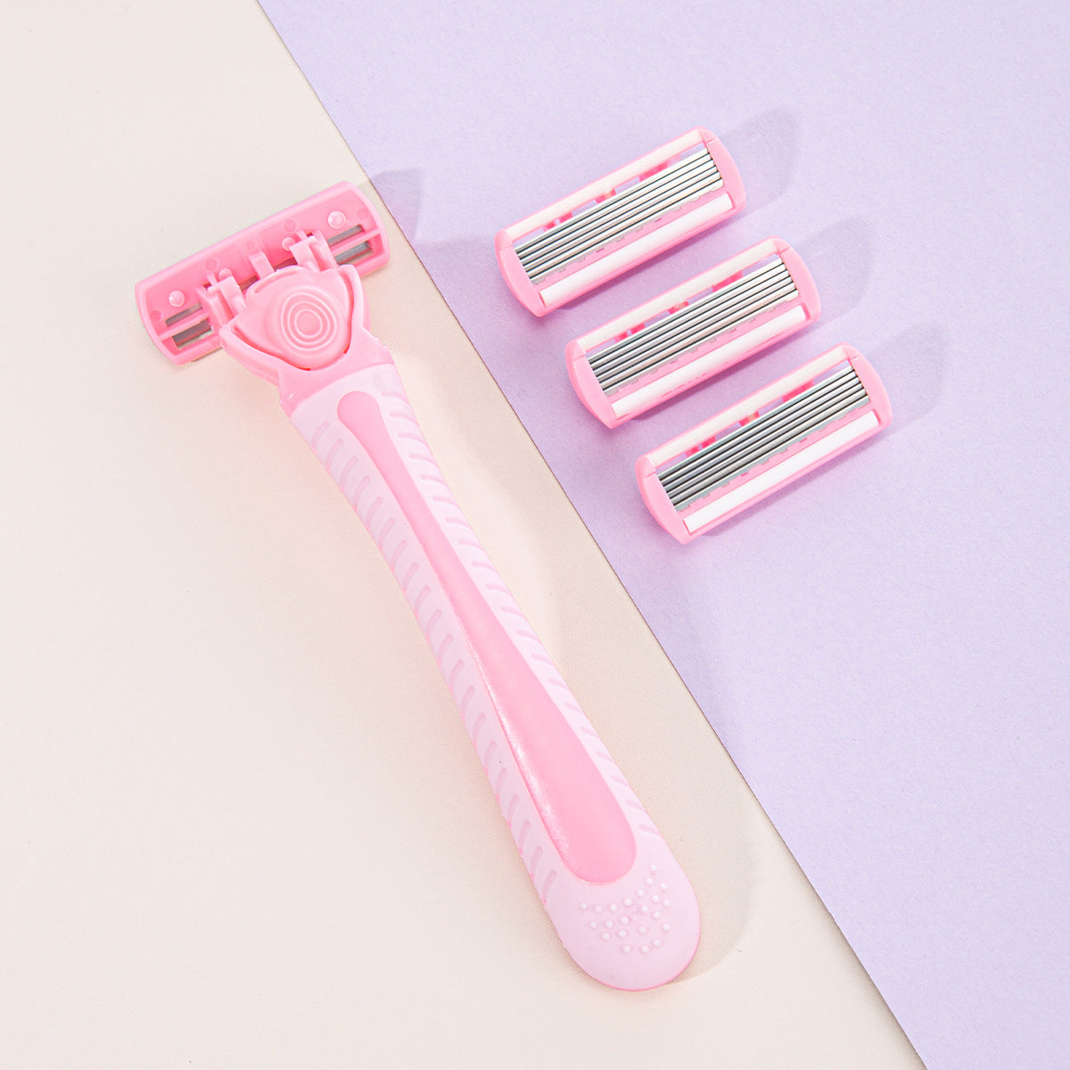 Women's Manual Leg Shaver with 3 Blades & Storage Box - Pink