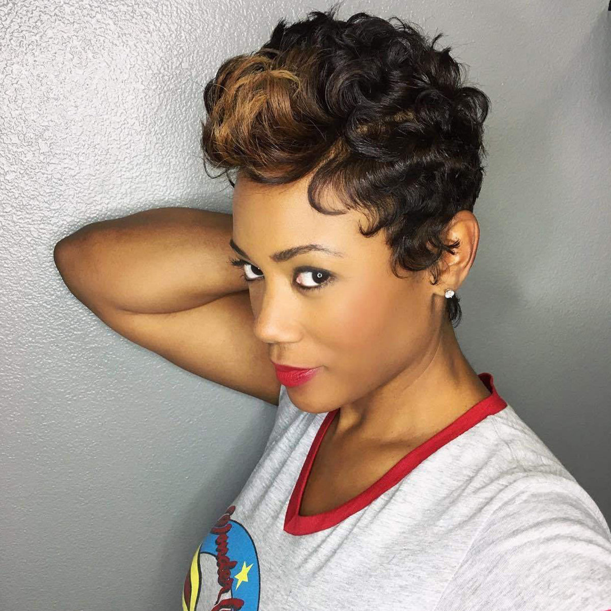 Short Curly Hair Wig - Synthetic Fiber