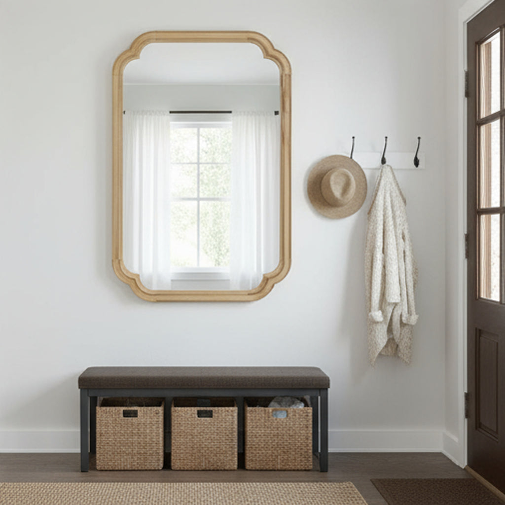 Natural Wood Frame Decorative Mirror - 24" x 36" Rounded Corner