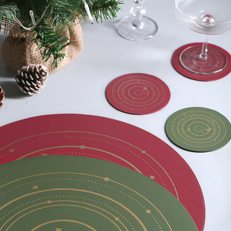 Waterproof Leather Coaster Set - Star Rail Pattern for Dining & Home Decor