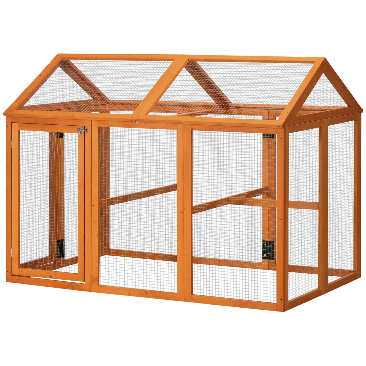 Wooden Chicken Run with Perches - Combinable Design, Orange, 830x380x560mm