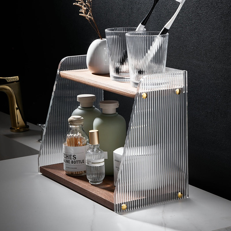 Multifunctional Bathroom Countertop Acrylic Storage Shelf - Removable & Moisture-Proof