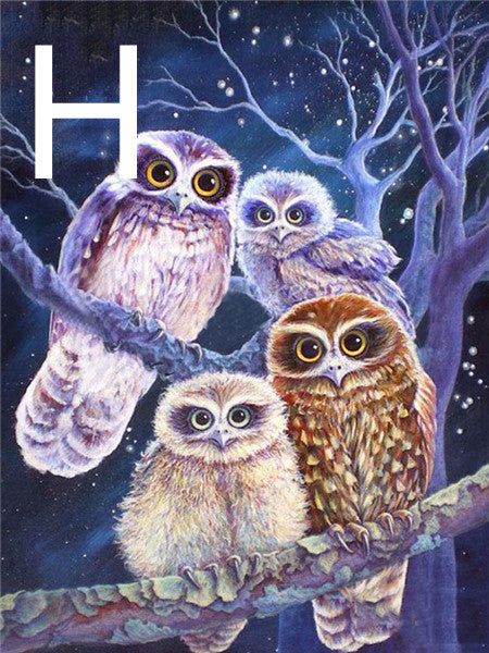 Owl Night Tree Pattern Embroidery Cross Stitch Kit - 5D Diamond Painting