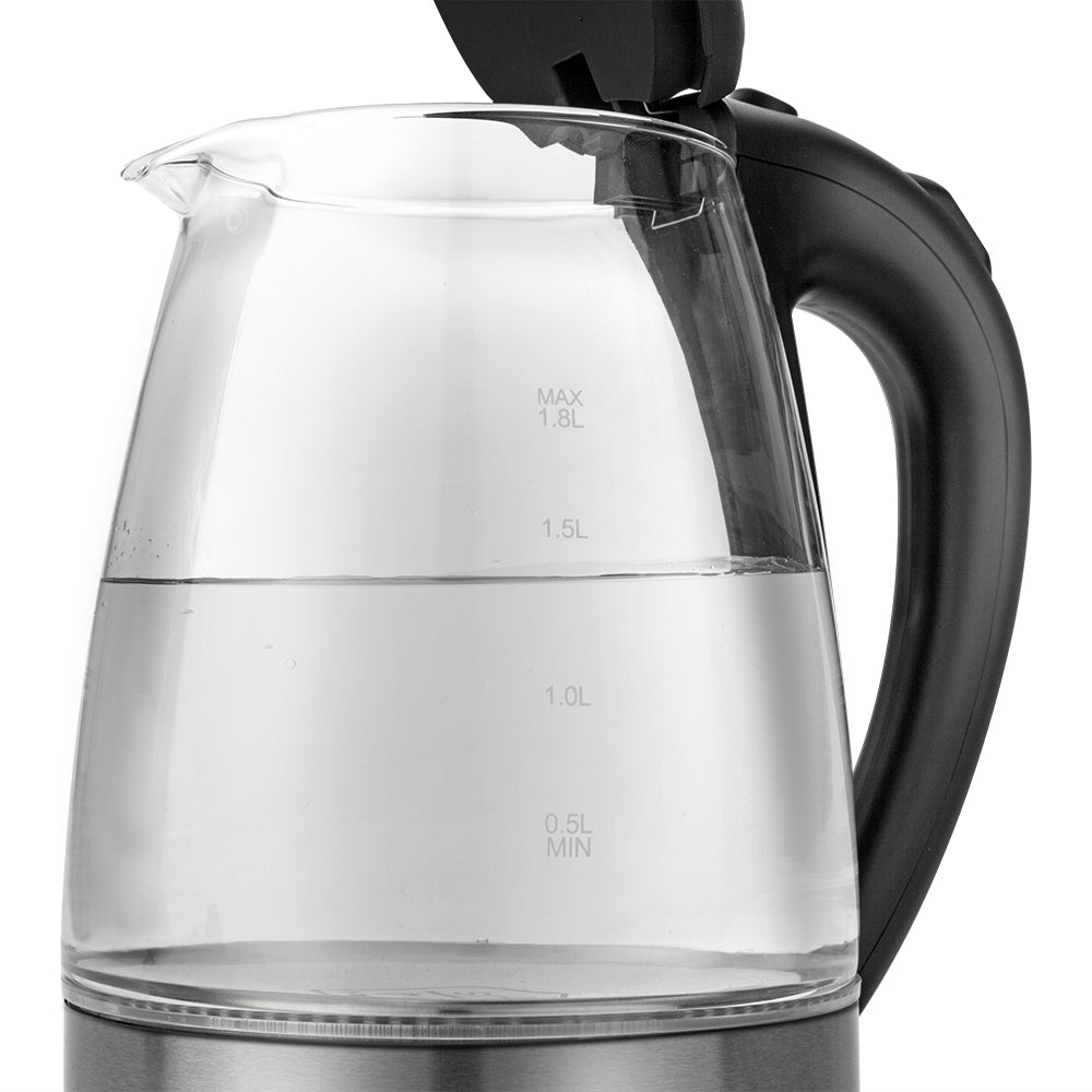 1.8L Electric Glass Kettle with Blue LED, Auto Shut-Off, 1500W