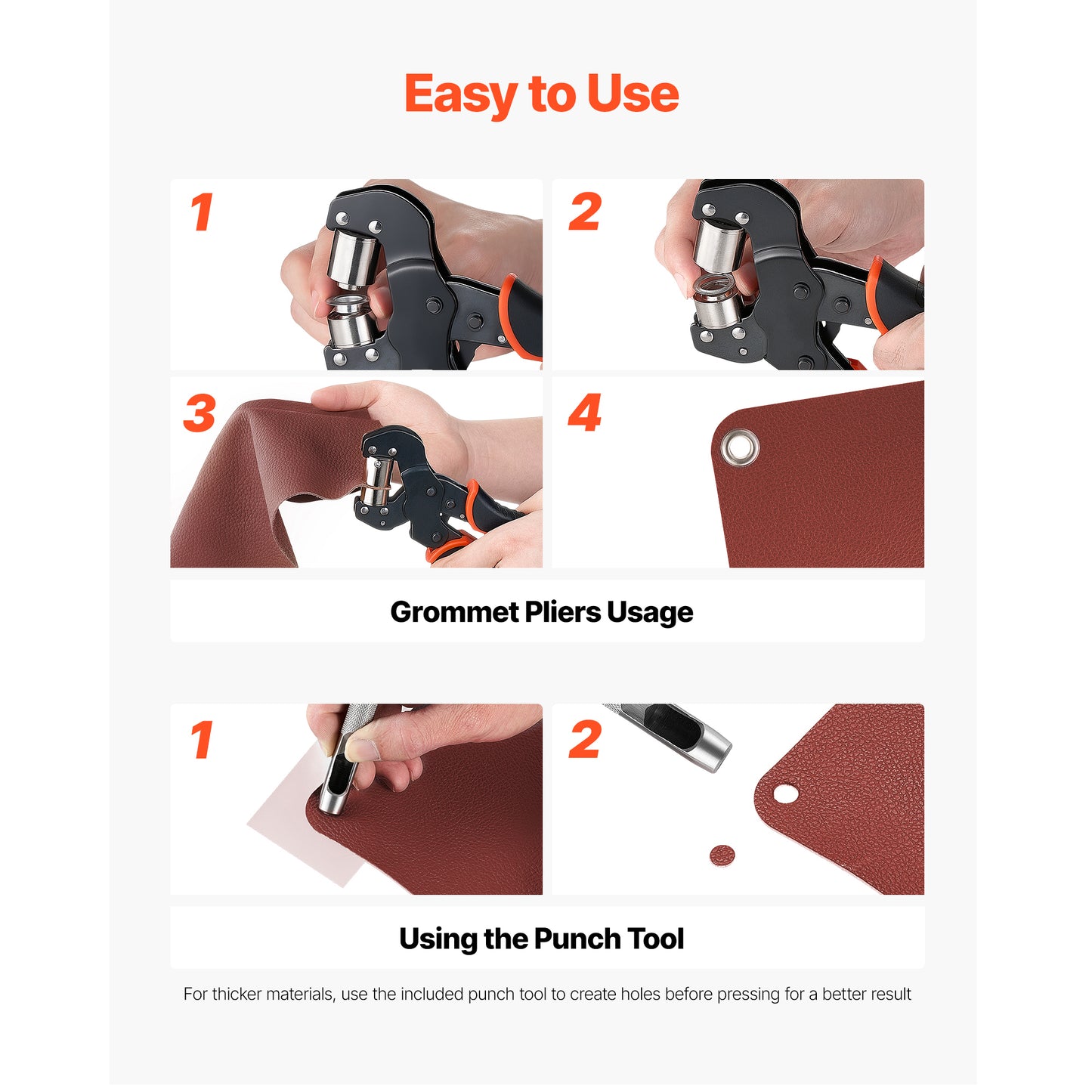 Grommet Tool Kit 1/2 Inch Eyelets and Grommets for Leather, Fabric, Tarp, Shoe Repair
