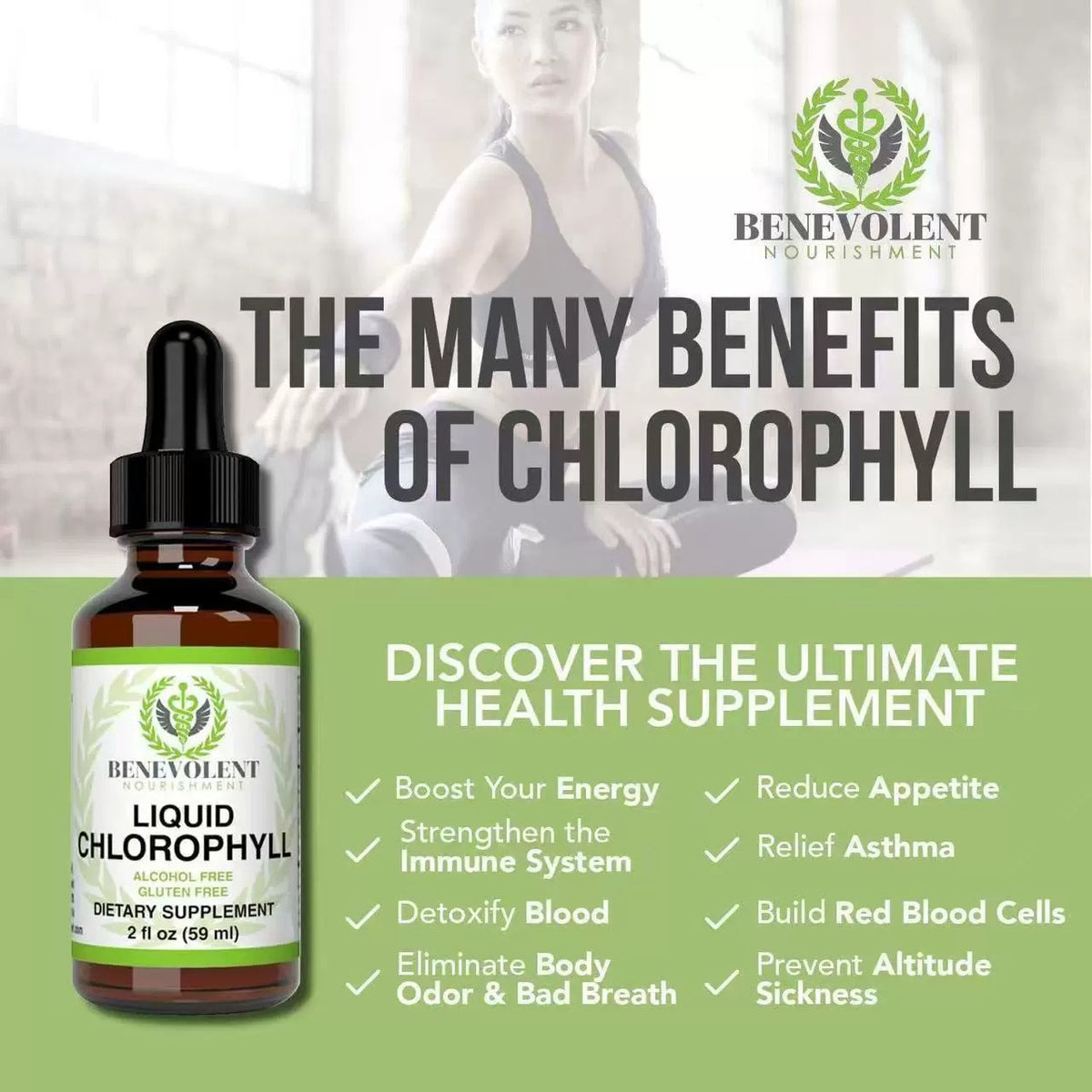 Chlorophyll Liquid Drops - 60ml Detox & Body Odor Support