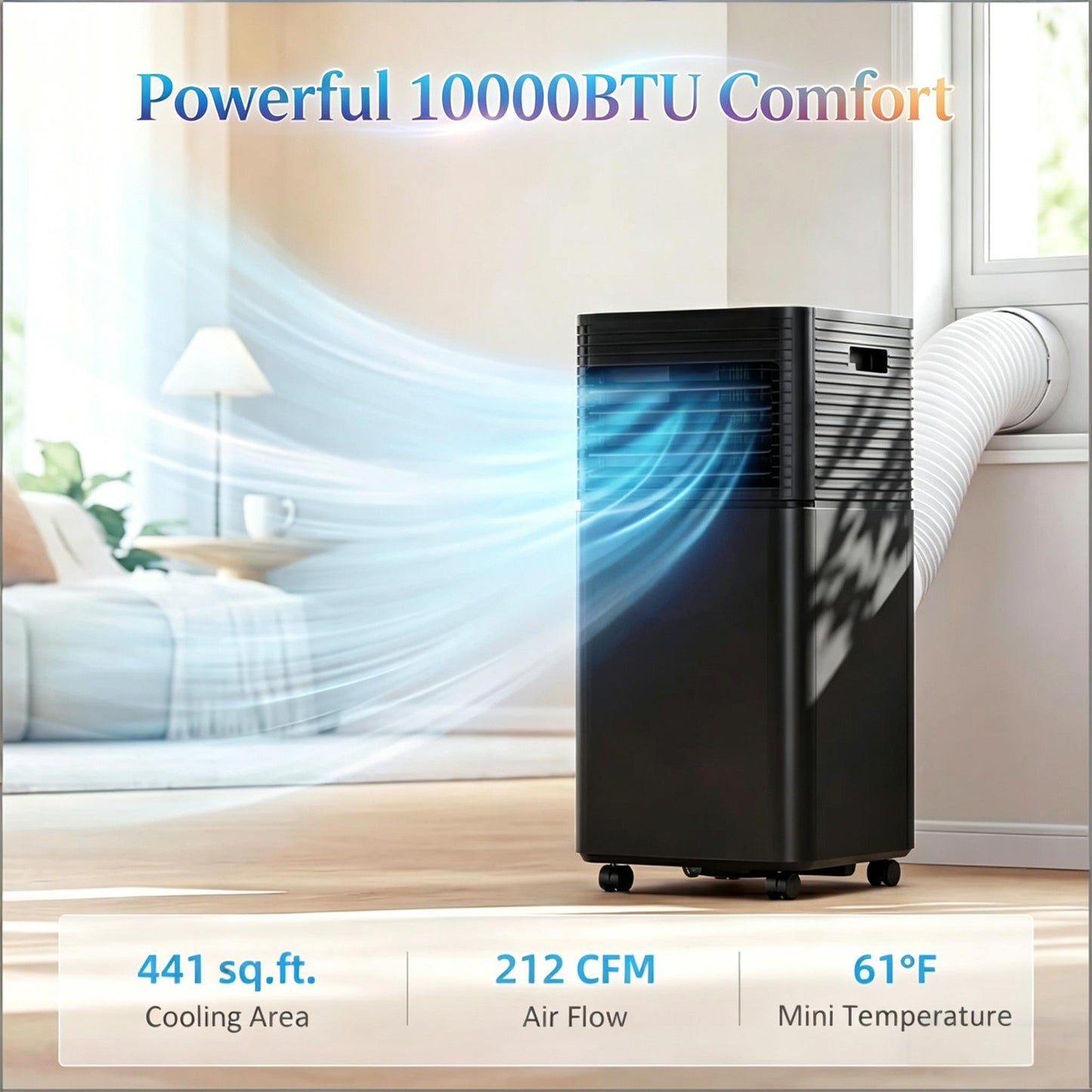 Portable Air Conditioner - 10,000 BTU Cooling - Black